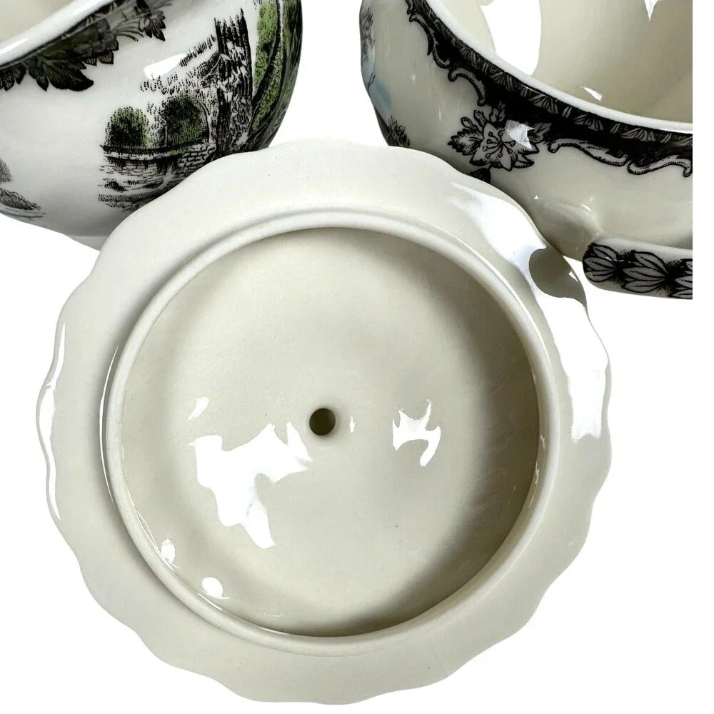 Vintage Johnson Brothers Friendly Village Covered Sugar Bowl & Creamer England